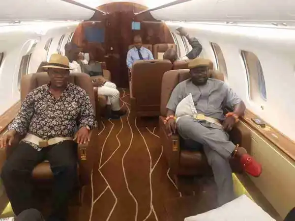Warri Billionaire, Ayiri Emami And His Squad Fly In A Private Jet To Lagos (Photos)